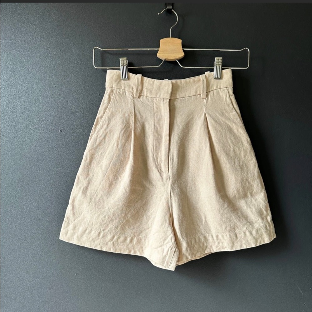 & Other Stories Linen High Waisted Shorts Size 0